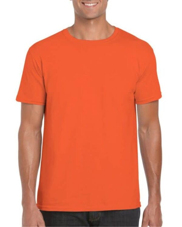 Camiseta Hombre Naranja algodón peinado Gildan 64000