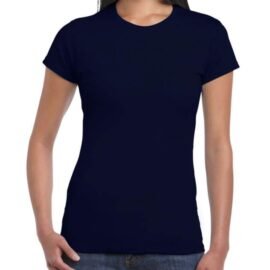 Camiseta Mujer Azul Marino algodón peinado Gildan 64000L