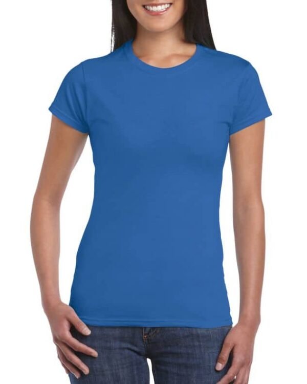 Camiseta Mujer Azul Royal algodón peinado Gildan 64000L