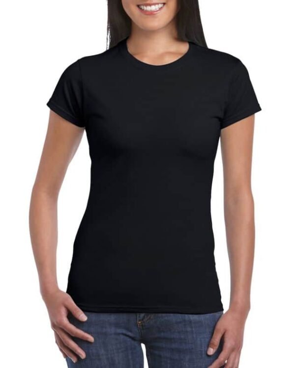 Camiseta Mujer Negro algodón peinado Gildan 64000L
