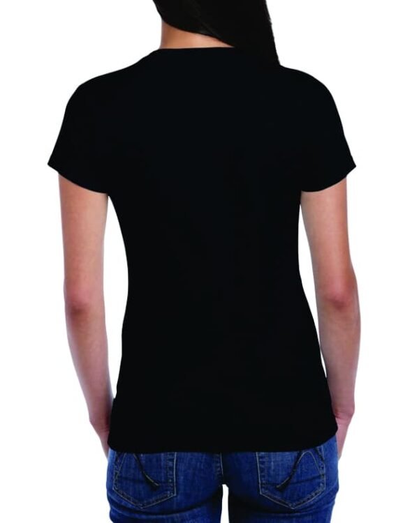 Camiseta Mujer cuello redondo básica Negro algodón peinado Gildan 64000L