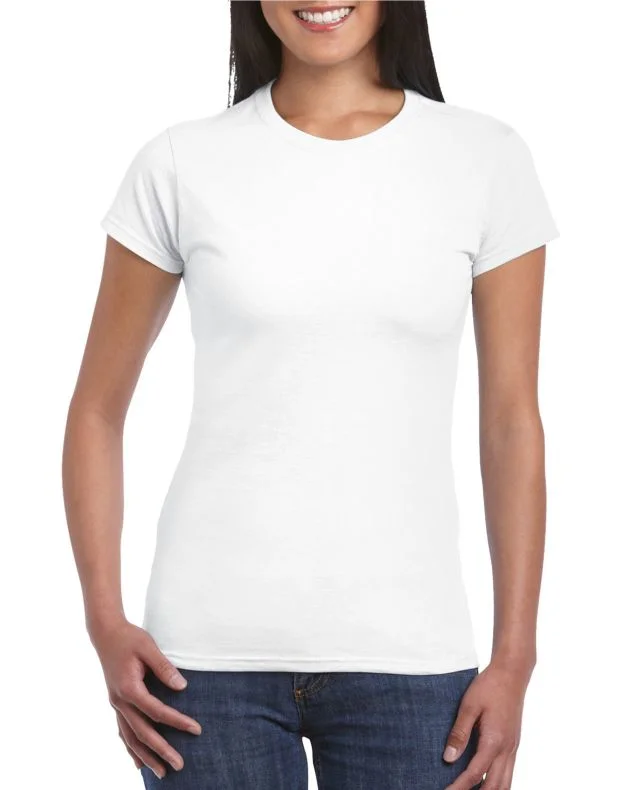 Camiseta Mujer Blanco algodón peinado Gildan 64000L