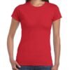 Camiseta Mujer cuello redondo básica Rojo algodón peinado Gildan 64000L